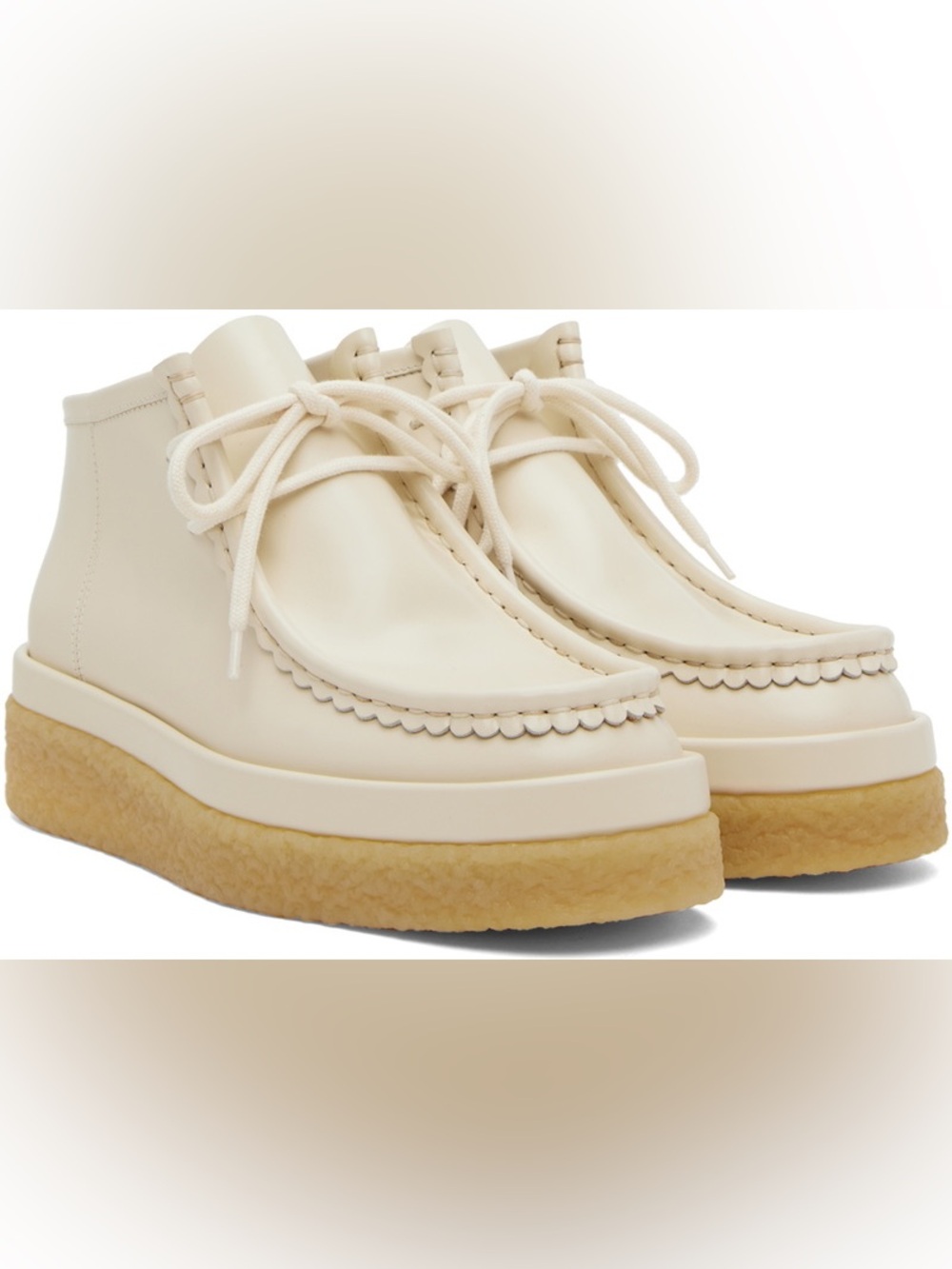 Chloe Jamie Eggshell Lace-Up Ankle Boots Size 40 - Picture 2 of 7